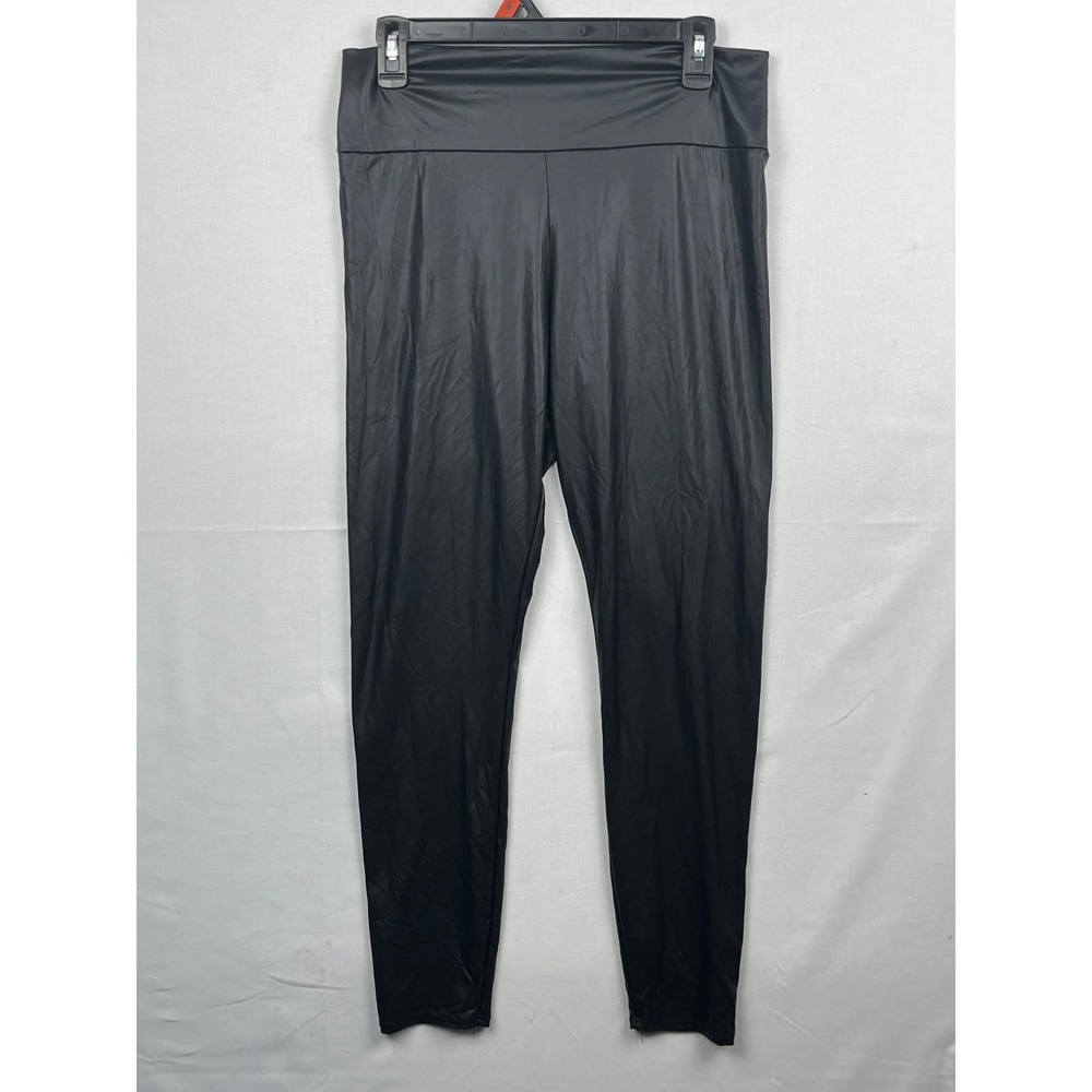 Charlotte Russe Faux‎ Leather Leggings Womens Large High Rise Black 25971-5